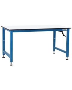 Adams Series Workbench Manual Hydraulic Lift with 3/4" Thick White Phenolic Resin Top 12 Stroke