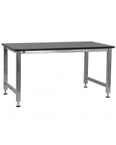 Kennedy Series Workbench, Electric Hydraulic Lift 16 Stroke with Stainless Steel Frame and Black Phenolic Resin 1" Thick Top - Round Front Edge.
