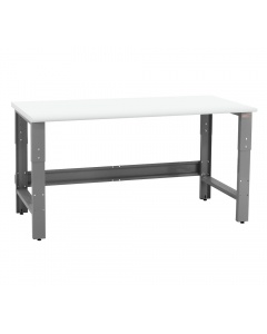 Roosevelt Series Workbench with Formica™ Laminate with White Laminate Top and Gray Frame - Round Front Edge