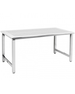 Kennedy Series Workbench, Electropolished 3/8" Perforated Stainless Steel Top - Radiused Front Edge.