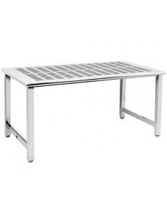 Kennedy Series Workbench, Electropolished Perforated 3/8" x 3" Slots Stainless Steel Top - Round Front Edge.