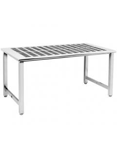 Kennedy Series Workbench, Electropolished Perforated 1" x 3" Slots Stainless Steel Top - Round Front Edge.