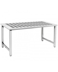 Kennedy Series Workbench, Electropolished Perforated 1/2" x 3" Slots Stainless Steel Top - Square Cut Edge