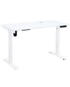Electric Lift Activated Adjustable Height Table with White Laminate Top and White Frame