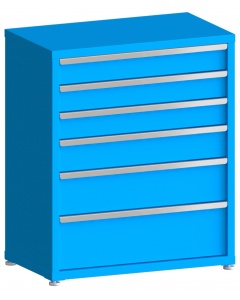 100# Capacity Drawer Cabinet, 5",5",5",6",8",10" drawers, 43" H x 36" W x 21" D