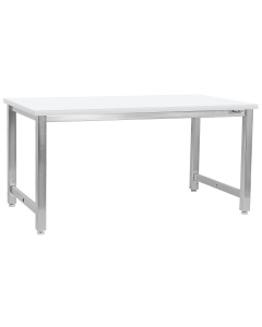 Kennedy Series Workbench, Stainless Steel Frame with Cleanroom Laminate Top - Square Cut Edge.