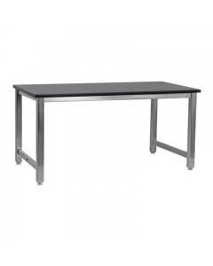 Kennedy Series Workbench, Stainless Steel Frame with 1 Thick Phenolic Resin Top - Round Front Edge.