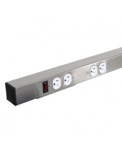 Heavy Duty Stainless Steel Power Strips Back Mounted with Lighted Switch- 8 Outlets - 15-Amps