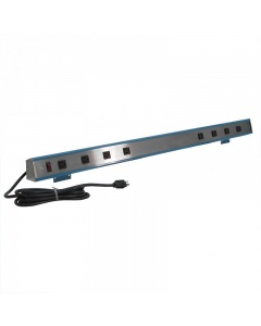 Stainless Steel Face / Aluminum Body Plug Strip with Lighted Switch 15-Amps - 8 Outlets and Heavy Wire Management System