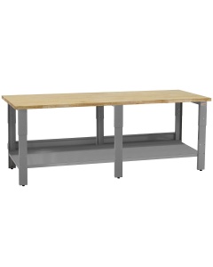  Roosevelt Series Workbench with 1 3/4" Thick Top Solid Maple Oiled Butcher Block 30" D x 96" L and Powder Painted Botom Shelf