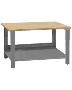  Roosevelt Series Workbench with 1 3/4" Thick Top Solid Maple Oiled Butcher Block 36" D x 48" L and Powder Painted Botom Shelf