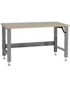 Roosevelt Series Workbench - Crank Hydraulic 12” Height Adjustment. Particle Board 1.1/8" Thick Top.