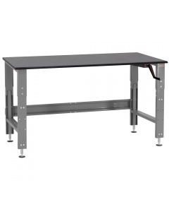 Roosevelt Series Workbench - Crank Hydraulic 12” Height Adjustment. 3/4" Thick Phenolic Resin Top And Round Front Edge.