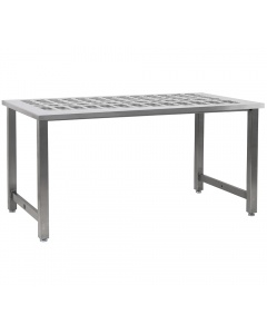 Kennedy Series Workbench, Perforated 3/8" x 3" Slots Stainless Steel Top - Square Cut Edge.