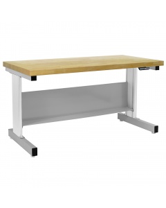 Taft Series Workbench Electric Hydraulic Lift with 1-3/4" Thick Lacquered 100% Solid Butcher Block Hardwood Top