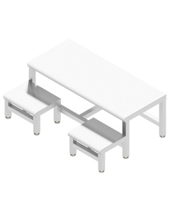 Two Level Electropolished Gowning Benches - Round Front Edge