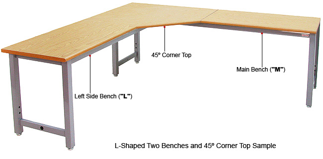L Shaped Table with 45 Deg Corner Top